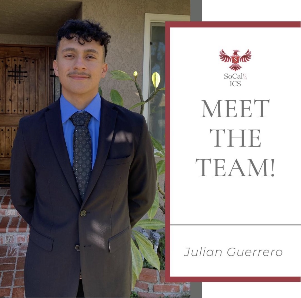 Meet the Team card featuring Julian Guerrero in a suit