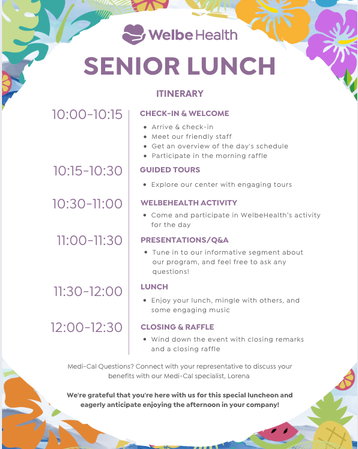 Tropical Senior Lunch itinerary